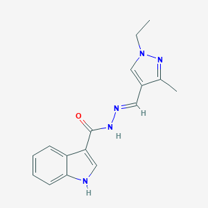 molecular formula C16H17N5O B454247 N'-[(1-ethyl-3-methyl-1H-pyrazol-4-yl)methylene]-1H-indole-3-carbohydrazide 