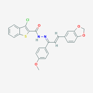 molecular formula C26H19ClN2O4S B454253 N'-[3-(1,3-benzodioxol-5-yl)-1-(4-methoxyphenyl)-2-propenylidene]-3-chloro-1-benzothiophene-2-carbohydrazide 