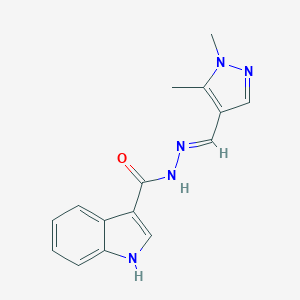 molecular formula C15H15N5O B454254 N'-[(1,5-dimethyl-1H-pyrazol-4-yl)methylene]-1H-indole-3-carbohydrazide 