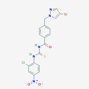 molecular formula C18H13BrClN5O3S B454283 N-{4-[(4-BROMO-1H-PYRAZOL-1-YL)METHYL]BENZOYL}-N'-(2-CHLORO-4-NITROPHENYL)THIOUREA 