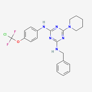 molecular formula C22H23ClF2N6O B4542873 N2-BENZYL-N4-[4-(CHLORODIFLUOROMETHOXY)PHENYL]-6-(PIPERIDIN-1-YL)-1,3,5-TRIAZINE-2,4-DIAMINE 