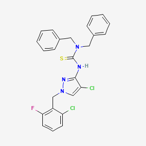 molecular formula C25H21Cl2FN4S B4542940 N,N-dibenzyl-N'-[4-chloro-1-(2-chloro-6-fluorobenzyl)-1H-pyrazol-3-yl]thiourea 