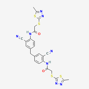 molecular formula C25H20N8O2S4 B4543094 N-{2-CYANO-4-[(3-CYANO-4-{2-[(5-METHYL-1,3,4-THIADIAZOL-2-YL)SULFANYL]ACETAMIDO}PHENYL)METHYL]PHENYL}-2-[(5-METHYL-1,3,4-THIADIAZOL-2-YL)SULFANYL]ACETAMIDE 