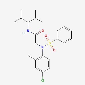 molecular formula C22H29ClN2O3S B4543137 N~2~-(4-chloro-2-methylphenyl)-N~1~-(1-isopropyl-2-methylpropyl)-N~2~-(phenylsulfonyl)glycinamide 