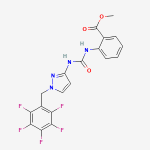 molecular formula C19H13F5N4O3 B4543249 METHYL 2-[({[1-(2,3,4,5,6-PENTAFLUOROBENZYL)-1H-PYRAZOL-3-YL]AMINO}CARBONYL)AMINO]BENZOATE 