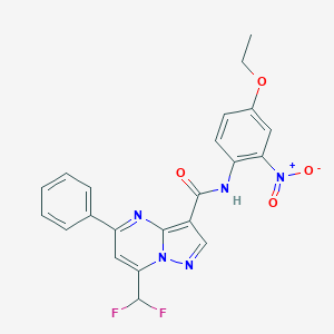 molecular formula C22H17F2N5O4 B454325 7-(difluoromethyl)-N-(4-ethoxy-2-nitrophenyl)-5-phenylpyrazolo[1,5-a]pyrimidine-3-carboxamide 