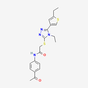 molecular formula C20H22N4O2S2 B4543259 N-(4-ACETYLPHENYL)-2-{[4-ETHYL-5-(5-ETHYL-3-THIENYL)-4H-1,2,4-TRIAZOL-3-YL]SULFANYL}ACETAMIDE 