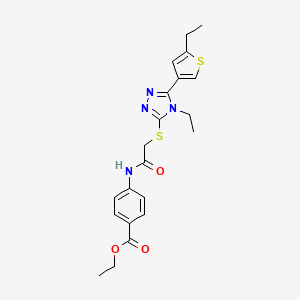 molecular formula C21H24N4O3S2 B4543372 ETHYL 4-[(2-{[4-ETHYL-5-(5-ETHYL-3-THIENYL)-4H-1,2,4-TRIAZOL-3-YL]SULFANYL}ACETYL)AMINO]BENZOATE 