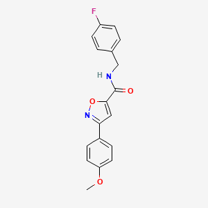 molecular formula C18H15FN2O3 B4543388 N-[(4-fluorophenyl)methyl]-3-(4-methoxyphenyl)-1,2-oxazole-5-carboxamide 