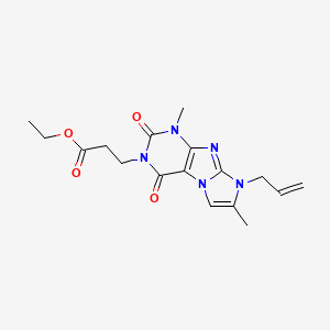 molecular formula C17H21N5O4 B4543421 ethyl 3-(8-allyl-1,7-dimethyl-2,4-dioxo-1H-imidazo[2,1-f]purin-3(2H,4H,8H)-yl)propanoate 