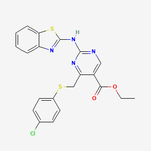molecular formula C21H17ClN4O2S2 B4543479 ETHYL 2-[(1,3-BENZOTHIAZOL-2-YL)AMINO]-4-{[(4-CHLOROPHENYL)SULFANYL]METHYL}PYRIMIDINE-5-CARBOXYLATE 
