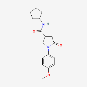 molecular formula C17H22N2O3 B4543589 N-cyclopentyl-1-(4-methoxyphenyl)-5-oxopyrrolidine-3-carboxamide 