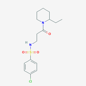 molecular formula C16H23ClN2O3S B4543708 4-chloro-N-[3-(2-ethylpiperidin-1-yl)-3-oxopropyl]benzenesulfonamide 