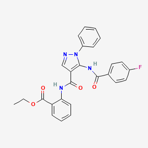molecular formula C26H21FN4O4 B4543847 ETHYL 2-[5-(4-FLUOROBENZAMIDO)-1-PHENYL-1H-PYRAZOLE-4-AMIDO]BENZOATE 