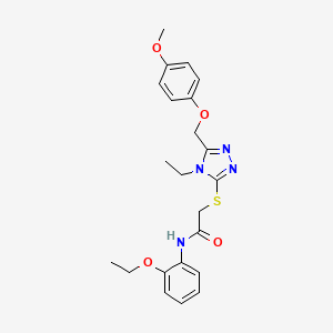 molecular formula C22H26N4O4S B4544153 N-(2-ethoxyphenyl)-2-({4-ethyl-5-[(4-methoxyphenoxy)methyl]-4H-1,2,4-triazol-3-yl}sulfanyl)acetamide 