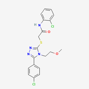 molecular formula C19H18Cl2N4O2S B4544154 N-(2-chlorophenyl)-2-[[5-(4-chlorophenyl)-4-(2-methoxyethyl)-1,2,4-triazol-3-yl]sulfanyl]acetamide 