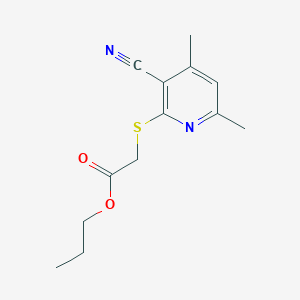 molecular formula C13H16N2O2S B4544295 PROPYL 2-[(3-CYANO-4,6-DIMETHYLPYRIDIN-2-YL)SULFANYL]ACETATE 