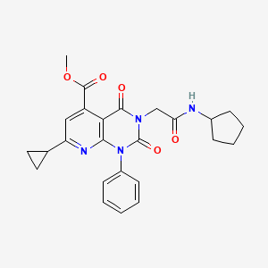 molecular formula C25H26N4O5 B4544464 METHYL 3-[(CYCLOPENTYLCARBAMOYL)METHYL]-7-CYCLOPROPYL-2,4-DIOXO-1-PHENYL-1H,2H,3H,4H-PYRIDO[2,3-D]PYRIMIDINE-5-CARBOXYLATE 