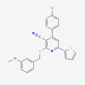 molecular formula C24H17ClN2OS2 B4544494 4-(4-CHLOROPHENYL)-2-{[(3-METHOXYPHENYL)METHYL]SULFANYL}-6-(THIOPHEN-2-YL)PYRIDINE-3-CARBONITRILE 