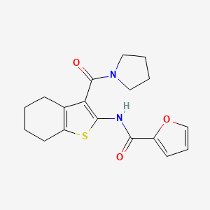 molecular formula C18H20N2O3S B4544703 N-[3-(pyrrolidine-1-carbonyl)-4,5,6,7-tetrahydro-1-benzothiophen-2-yl]furan-2-carboxamide 