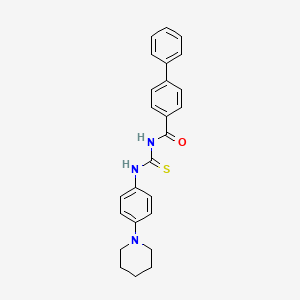 molecular formula C25H25N3OS B4544724 N-{[4-(piperidin-1-yl)phenyl]carbamothioyl}biphenyl-4-carboxamide 