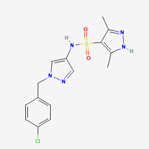 molecular formula C15H16ClN5O2S B4544783 N~4~-[1-(4-CHLOROBENZYL)-1H-PYRAZOL-4-YL]-3,5-DIMETHYL-1H-PYRAZOLE-4-SULFONAMIDE 