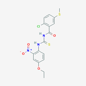 molecular formula C17H16ClN3O4S2 B454479 N-[2-CHLORO-5-(METHYLSULFANYL)BENZOYL]-N'-(4-ETHOXY-2-NITROPHENYL)THIOUREA 