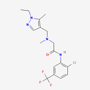 molecular formula C17H20ClF3N4O B4544892 N-[2-CHLORO-5-(TRIFLUOROMETHYL)PHENYL]-2-{[(1-ETHYL-5-METHYL-1H-PYRAZOL-4-YL)METHYL](METHYL)AMINO}ACETAMIDE 