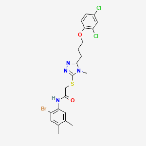molecular formula C22H23BrCl2N4O2S B4544904 N-(2-bromo-4,5-dimethylphenyl)-2-({5-[3-(2,4-dichlorophenoxy)propyl]-4-methyl-4H-1,2,4-triazol-3-yl}sulfanyl)acetamide 