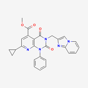 molecular formula C26H21N5O4 B4544905 METHYL 7-CYCLOPROPYL-3-({IMIDAZO[1,2-A]PYRIDIN-2-YL}METHYL)-2,4-DIOXO-1-PHENYL-1H,2H,3H,4H-PYRIDO[2,3-D]PYRIMIDINE-5-CARBOXYLATE 