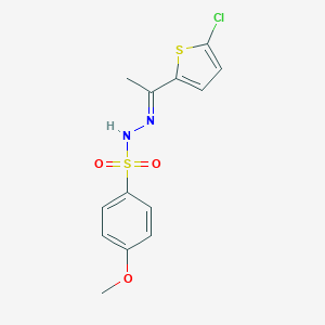 molecular formula C13H13ClN2O3S2 B454503 N'-[1-(5-chloro-2-thienyl)ethylidene]-4-methoxybenzenesulfonohydrazide 