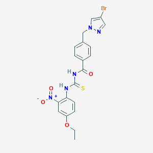 molecular formula C20H18BrN5O4S B454513 N-{4-[(4-BROMO-1H-PYRAZOL-1-YL)METHYL]BENZOYL}-N'-(4-ETHOXY-2-NITROPHENYL)THIOUREA 