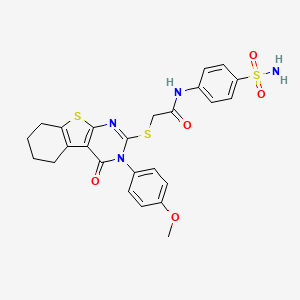 molecular formula C25H24N4O5S3 B4545237 N-[4-(aminosulfonyl)phenyl]-2-{[3-(4-methoxyphenyl)-4-oxo-3,4,5,6,7,8-hexahydro[1]benzothieno[2,3-d]pyrimidin-2-yl]thio}acetamide CAS No. 477329-77-4