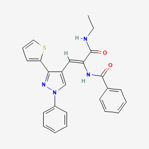 molecular formula C25H22N4O2S B4545288 N-{(1Z)-3-(ethylamino)-3-oxo-1-[1-phenyl-3-(thiophen-2-yl)-1H-pyrazol-4-yl]prop-1-en-2-yl}benzamide 