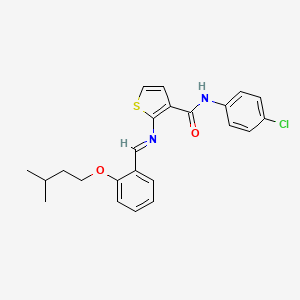 molecular formula C23H23ClN2O2S B4545312 N-(4-chlorophenyl)-2-{[2-(3-methylbutoxy)benzylidene]amino}-3-thiophenecarboxamide 