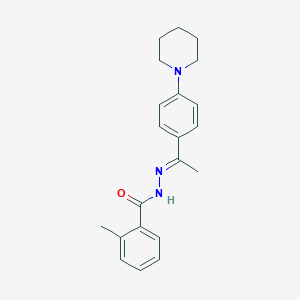 molecular formula C21H25N3O B454532 2-methyl-N-[(E)-1-(4-piperidin-1-ylphenyl)ethylideneamino]benzamide 