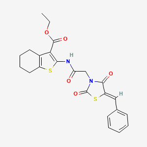 molecular formula C23H22N2O5S2 B4545395 ethyl 2-{[(5-benzylidene-2,4-dioxo-1,3-thiazolidin-3-yl)acetyl]amino}-4,5,6,7-tetrahydro-1-benzothiophene-3-carboxylate 