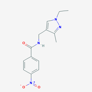 molecular formula C14H16N4O3 B454545 N-[(1-ethyl-3-methyl-1H-pyrazol-4-yl)methyl]-4-nitrobenzamide 