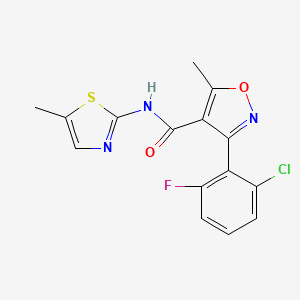molecular formula C15H11ClFN3O2S B4545497 3-(2-chloro-6-fluorophenyl)-5-methyl-N-(5-methyl-1,3-thiazol-2-yl)-1,2-oxazole-4-carboxamide 