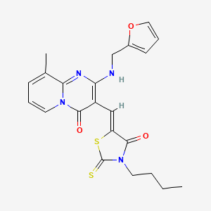 molecular formula C22H22N4O3S2 B4545501 (5Z)-3-BUTYL-5-[(2-{[(FURAN-2-YL)METHYL]AMINO}-9-METHYL-4-OXO-4H-PYRIDO[1,2-A]PYRIMIDIN-3-YL)METHYLIDENE]-2-SULFANYLIDENE-1,3-THIAZOLIDIN-4-ONE 