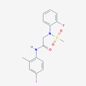 molecular formula C16H16FIN2O3S B4545504 N~2~-(2-fluorophenyl)-N~1~-(4-iodo-2-methylphenyl)-N~2~-(methylsulfonyl)glycinamide 