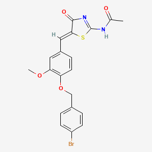 molecular formula C20H17BrN2O4S B4545540 N-[(5Z)-5-{4-[(4-bromobenzyl)oxy]-3-methoxybenzylidene}-4-oxo-4,5-dihydro-1,3-thiazol-2-yl]acetamide 