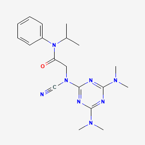 molecular formula C19H26N8O B4545556 N~2~-[4,6-bis(dimethylamino)-1,3,5-triazin-2-yl]-N~2~-cyano-N~1~-isopropyl-N~1~-phenylglycinamide 