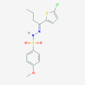 molecular formula C15H17ClN2O3S2 B454557 N'-[1-(5-chloro-2-thienyl)butylidene]-4-methoxybenzenesulfonohydrazide 