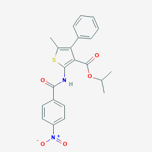 molecular formula C22H20N2O5S B454558 Isopropyl 2-({4-nitrobenzoyl}amino)-5-methyl-4-phenyl-3-thiophenecarboxylate 