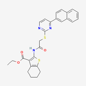 molecular formula C27H25N3O3S2 B4545582 ETHYL 2-[(2-{[4-(2-NAPHTHYL)-2-PYRIMIDINYL]SULFANYL}ACETYL)AMINO]-4,5,6,7-TETRAHYDRO-1-BENZOTHIOPHENE-3-CARBOXYLATE 