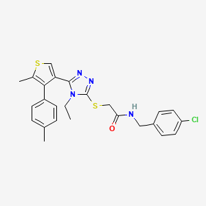 molecular formula C25H25ClN4OS2 B4545606 N-(4-chlorobenzyl)-2-({4-ethyl-5-[5-methyl-4-(4-methylphenyl)-3-thienyl]-4H-1,2,4-triazol-3-yl}thio)acetamide 