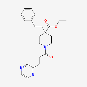 molecular formula C23H29N3O3 B4545611 ethyl 4-(2-phenylethyl)-1-[3-(2-pyrazinyl)propanoyl]-4-piperidinecarboxylate 
