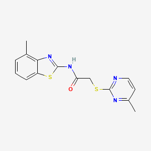 molecular formula C15H14N4OS2 B4545672 N-(4-methyl-1,3-benzothiazol-2-yl)-2-[(4-methylpyrimidin-2-yl)sulfanyl]acetamide 