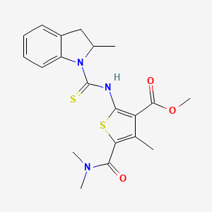 molecular formula C20H23N3O3S2 B4545746 methyl 5-[(dimethylamino)carbonyl]-4-methyl-2-{[(2-methyl-2,3-dihydro-1H-indol-1-yl)carbonothioyl]amino}-3-thiophenecarboxylate 